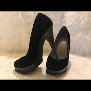 Black Suede Platform Pumps